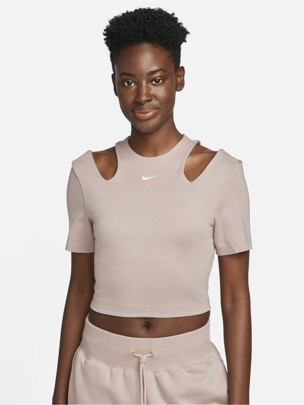 Nike essentials cutout crop top in light brown M nwt